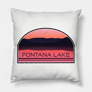 Fontana Lake North Carolina Red Sunrise Pillow