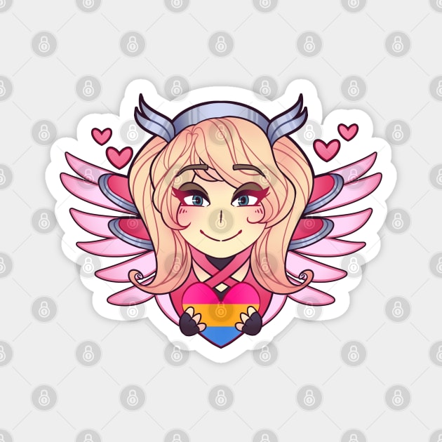 Pink Mercy Pansexual Pride Magnet by danirc_art