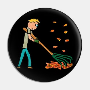 Raking Autumn Leaves Pin