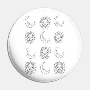 Black and white sun and moon print Pin