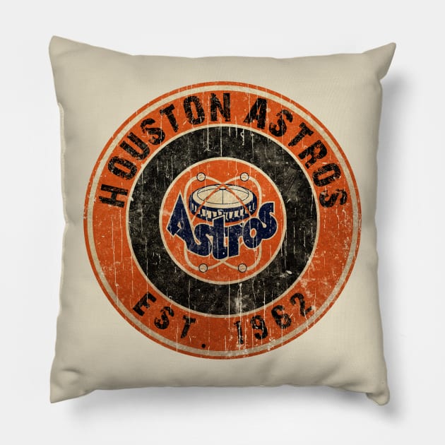 Retro Vintage Houston Astros 70s Pillow by LEMESGAKPROVE