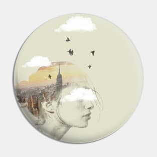 New York City Rising - Double Exposure Pin