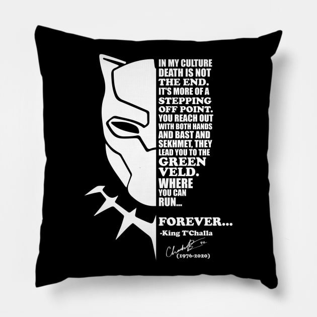 Chadwick Boseman Black Panther Quote white Pillow by Hellgrafic