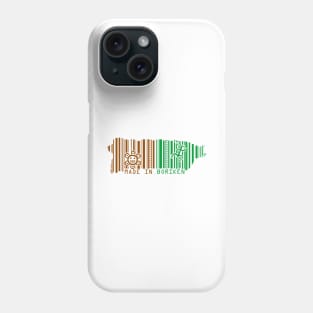 Puerto Rico Map Made in Boriken Taino Symbols Barcode Green Brown Design Phone Case