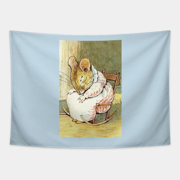 Mouse Asleep in Rocking Chair - Beatrix Potter Tapestry by forgottenbeauty