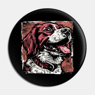 Retro Art Brittany Spaniel Dog Lover Pin