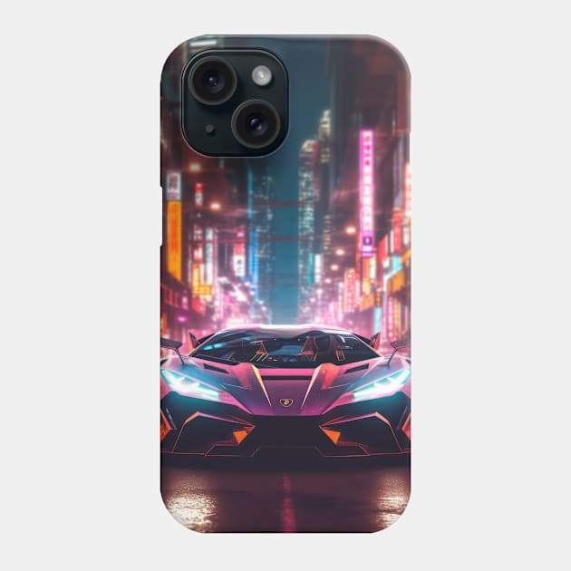 Asian Neon City Sports Car Phone Case by star trek fanart and more