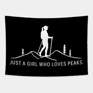 Just a Girl Who Loves Peaks Hiking and Camping Tapestry