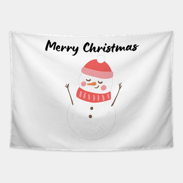 Merry Christmas - Cute Funny Snowman with Carrot Tapestry by Trendy-Now