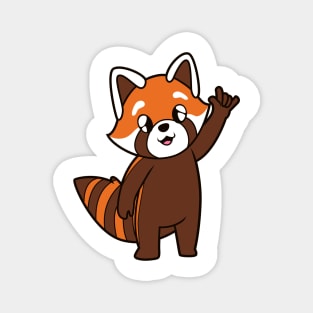 Cartoon red panda shows I love you - ASL hand gesture Magnet