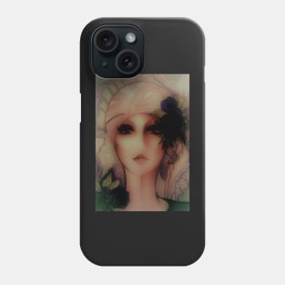 MUTED FLOWER GIRL 70S TURBAN LADY WITH HAT ART DECO Phone Case