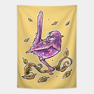 purple pink long tailed bird Tapestry