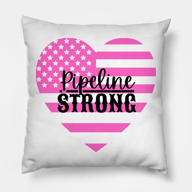 Pipeline Strong Pink Flag Pillow by Candace3811