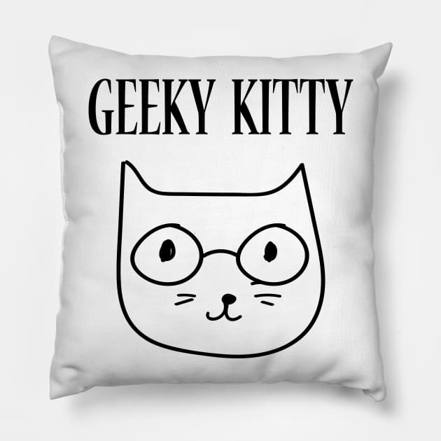 Geeky Kitty Cat Pillow by JevLavigne
