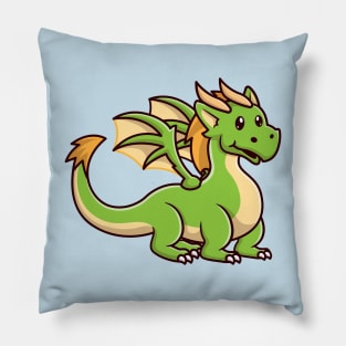 Cute Teenager Green Dragon Cartoon Pillow