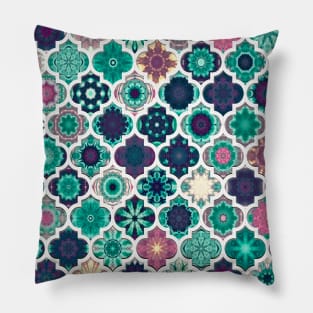 Moroccan Tile Pattern Teal Pillow