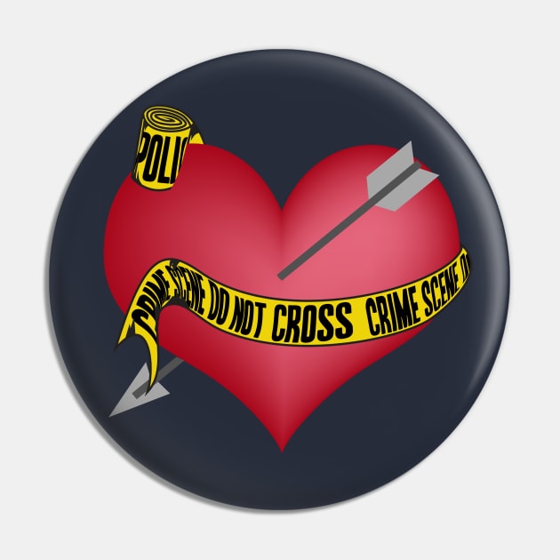 Crime Scene Heart Pin by AngelFlame