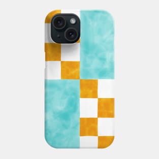 Orange and Teal Quilt Patch Watercolor Block Phone Case