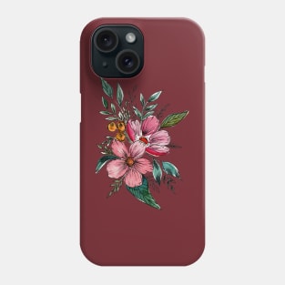 Ink and wash watercolor floral Phone Case