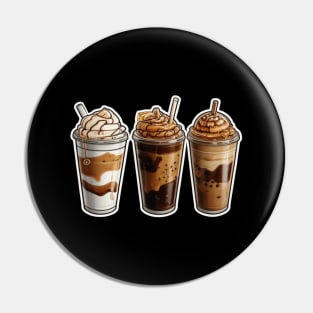 Ice Coffee Pattern Brown White Vintage Cup Pin