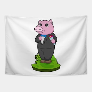 Pig Groom Jacket Wedding Tapestry