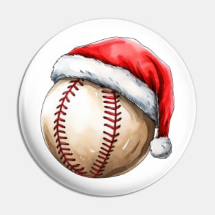 Christmas Baseball in Santa Hat Pin
