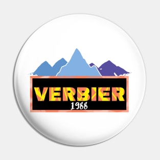 Verbier ski mountains 1988 vintage retro 80's Pin