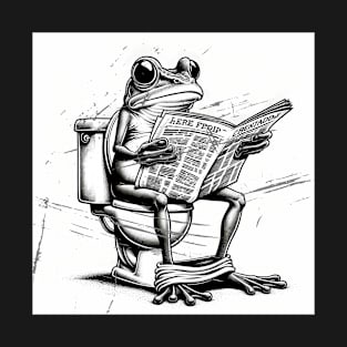 good morning Funny frog on newspaper seat T-Shirt