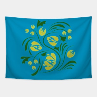 Folk flowers floral art print Flowers abstract art Tapestry