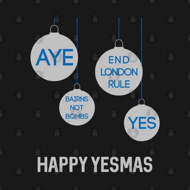 Silver Happy Yesmas Christmas Decoration Bauble Design by MacPean