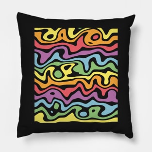 Pastel rainbow liquified lines Pillow