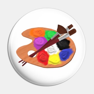 Paint Palette with Artist Brushes (White Background) Pin