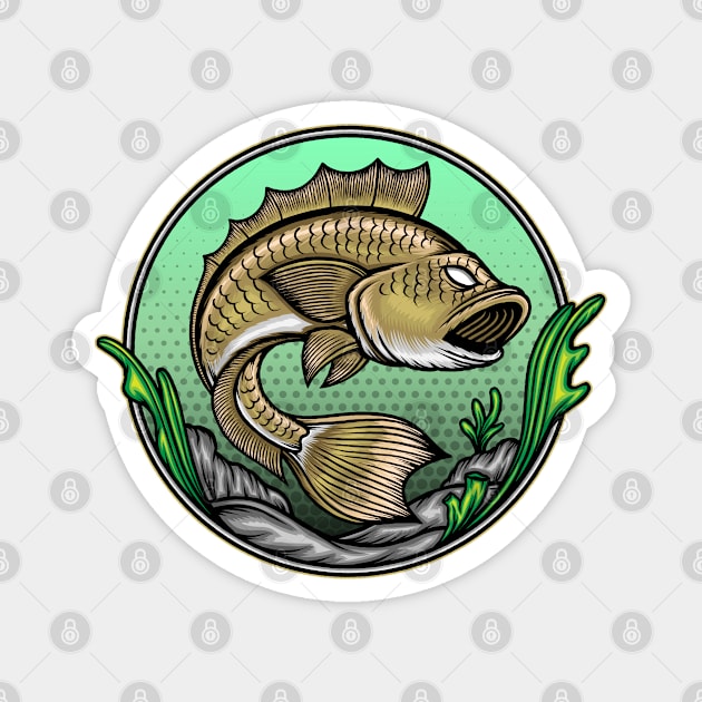 Fish underwater illustration Magnet by WODEXZ