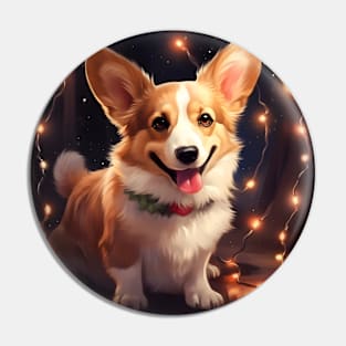 Corgi Christmas lights Pin