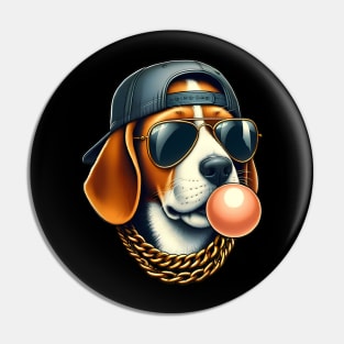 Funny Beagle with Sunglasses Pin