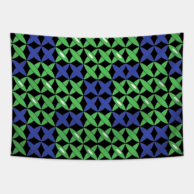 Pattern checked blue green Tapestry by KQ1985