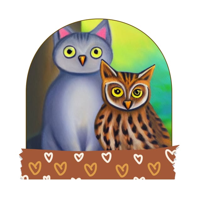 A Cat and An Owl Funny Pet Owner Lovely Designs by Trendy-Now