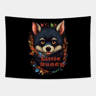 Dog In Pocket Funny Puppy For Dog Lovers Tapestry