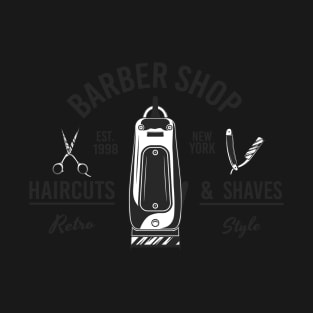 Barbershop print with clipper. Monochrome retro design. T-Shirt