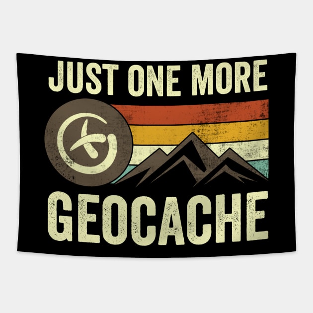 Just One More Geocache Funny Geocaching Tapestry by Visual Vibes