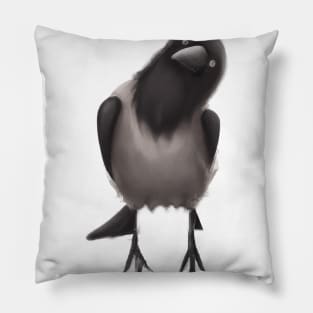 Cute Crow Drawing Pillow