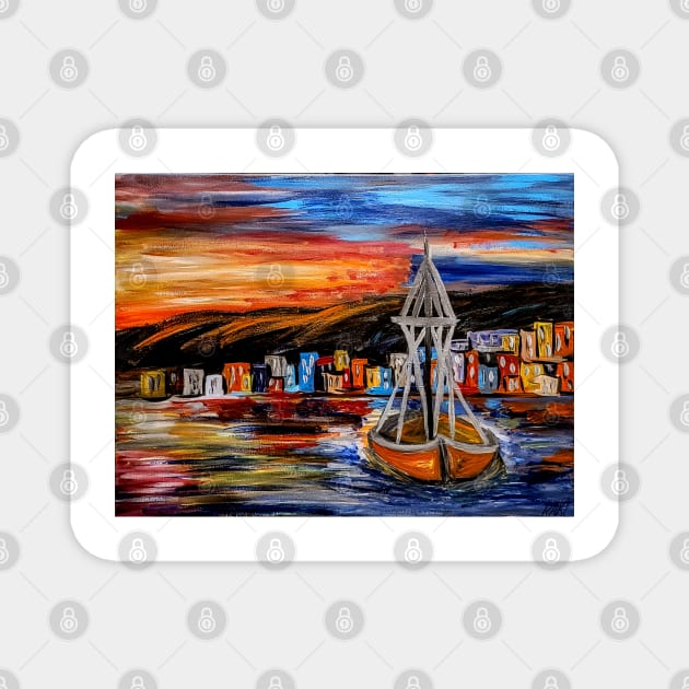 Out sailing by the shore Magnet by kkartwork