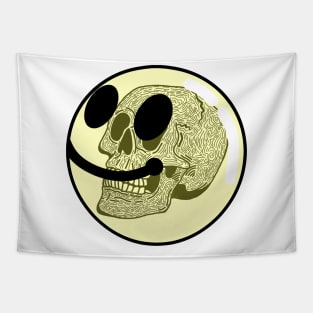 Skull inside smiley face Tapestry