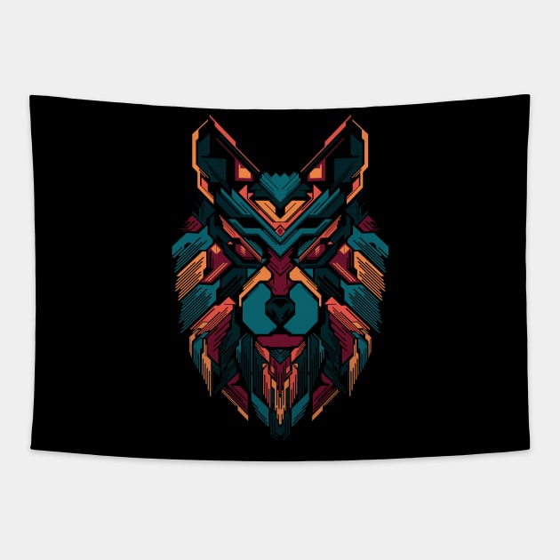 Wolf lines colorful Tapestry by Tuye Project