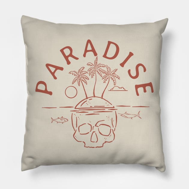 Paradise Skull Island Pillow by Tees For UR DAY