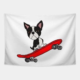 Boston Terrier On Skateboard Tapestry