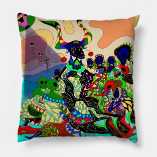 issues with the witches in classic goya remix with aliens and death patterns ecopop Pillow