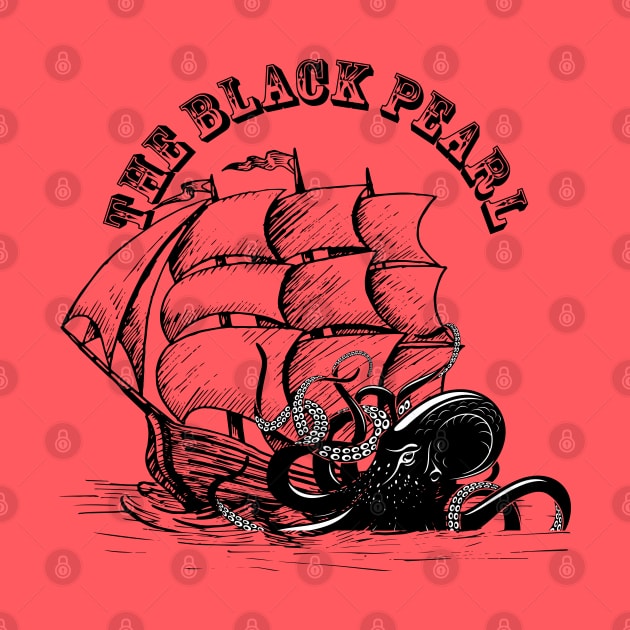 The Black Pearl Pirate Ship & Sea Monster by Andrew Collins