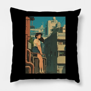 Vintage Anime Scenery Pillow