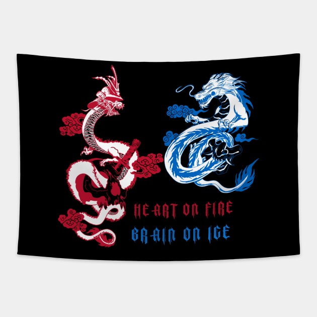 Some say the world will end in fire, some say in ice. Fire and Ice dragon. Tapestry by Your_wardrobe